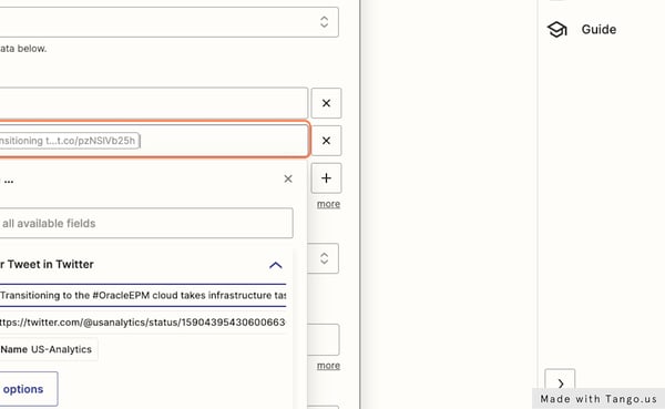 Select the field you want from your trigger. In this case, we used the Text field.