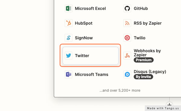 For this example, we'll use Twitter as a trigger. This could be any other Trigger you like.