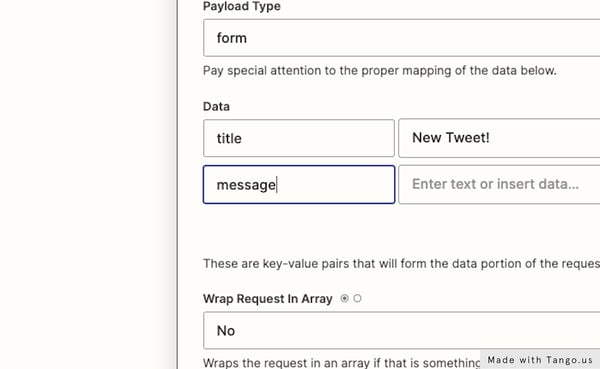 Type "message". This field will display a block of text and fit it to the screen.