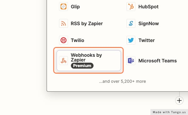 Click on Webhooks by Zapier…